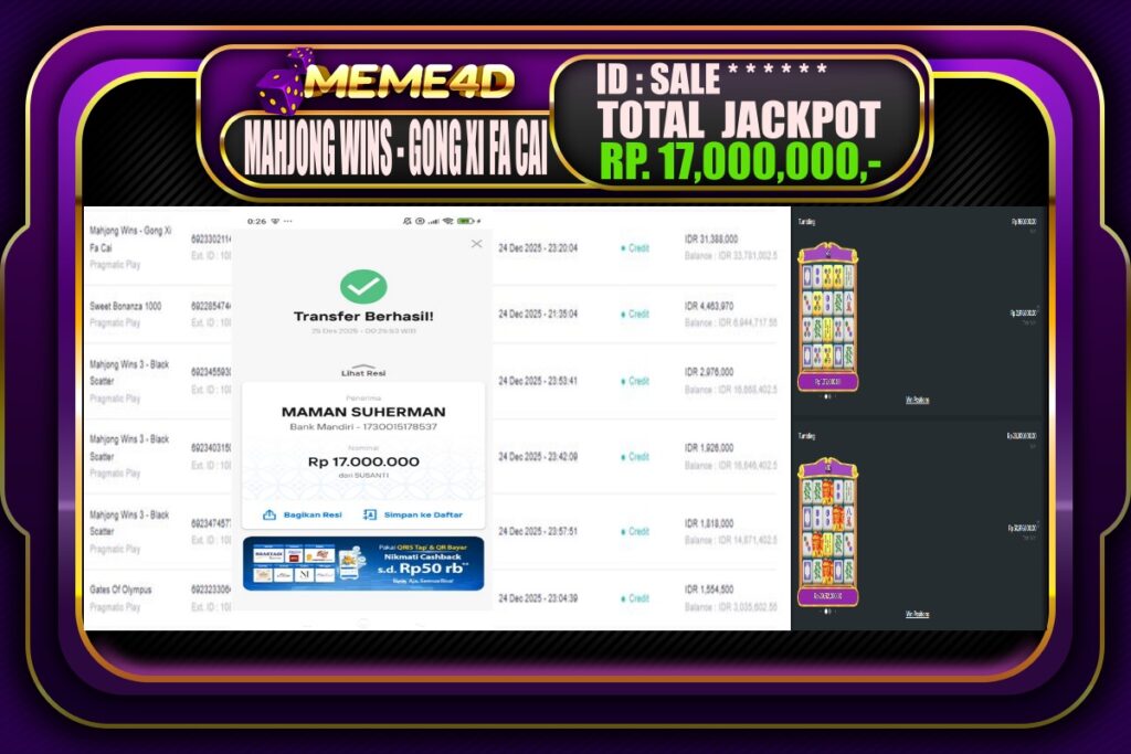 Bukti Jp MEME4D Slot Online 25 Desember 2025