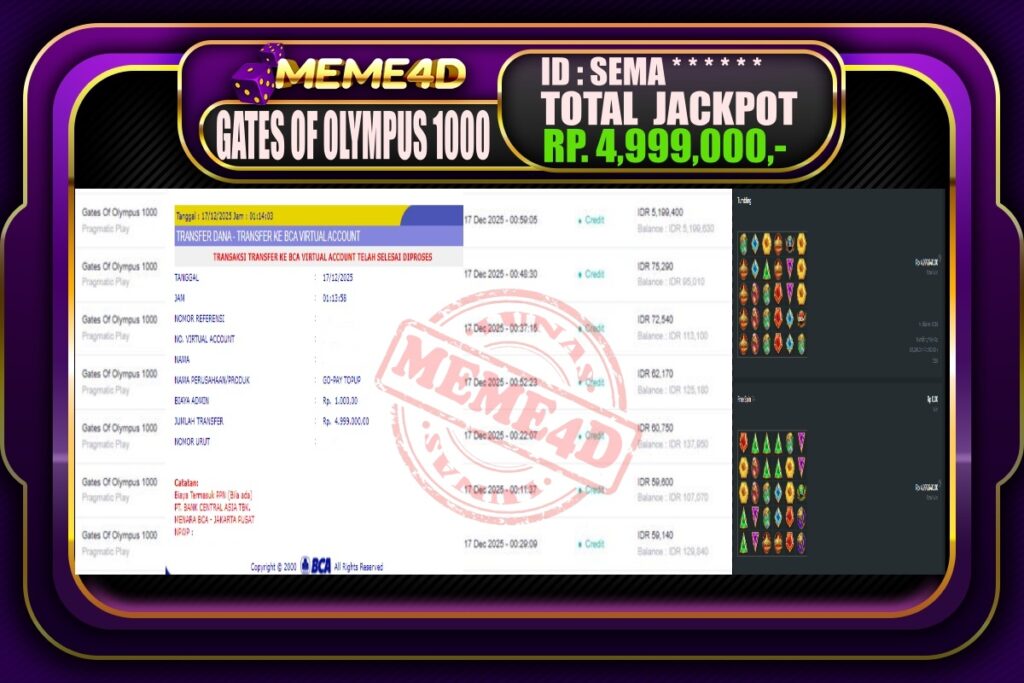Bukti Jp MEME4D Slot Online 17 Desember 2025