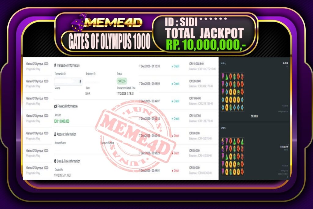 Bukti Jp MEME4D Slot Online 17 Desember 2025