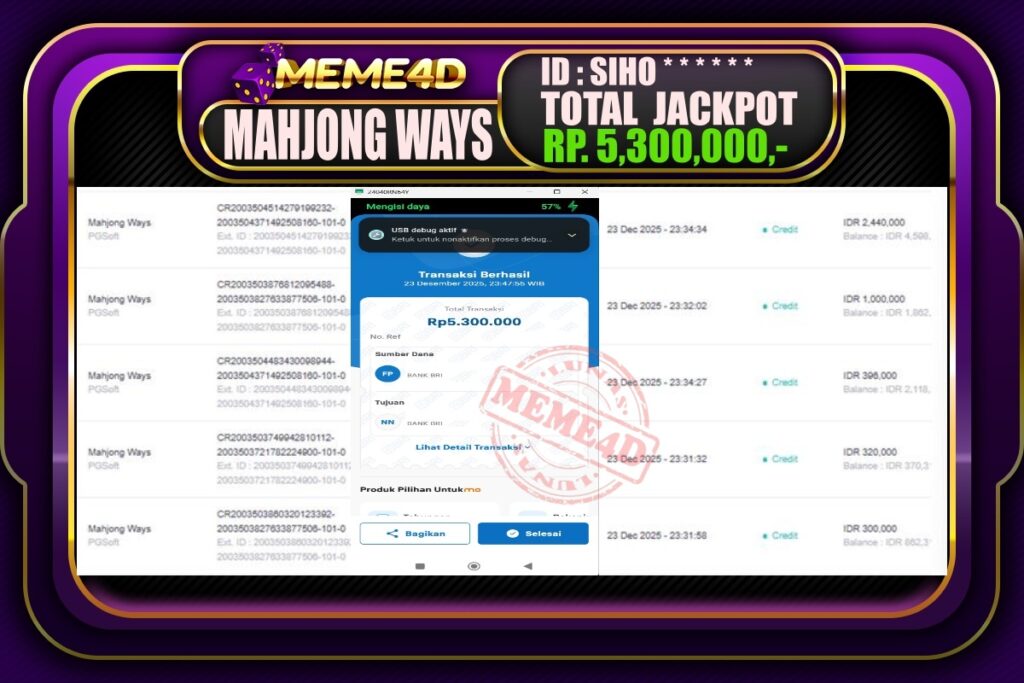 Bukti Jp MEME4D Slot Online 24 Desember 2025