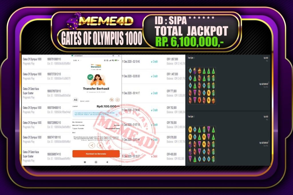 Bukti Jp MEME4D Slot Online 11 Desember 2025