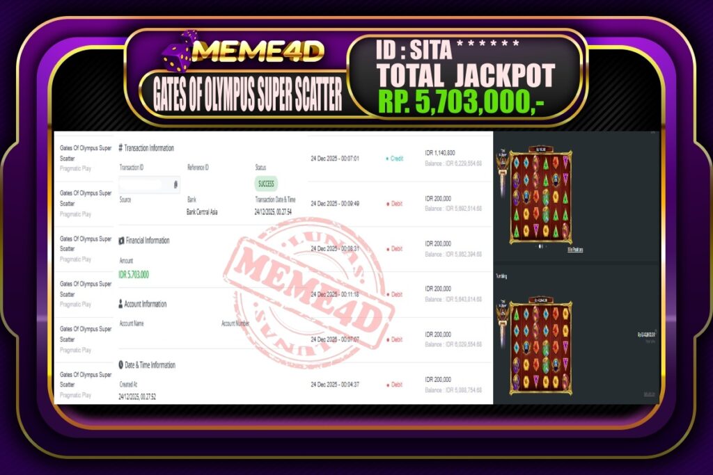 Bukti Jp MEME4D Slot Online 24 Desember 2025