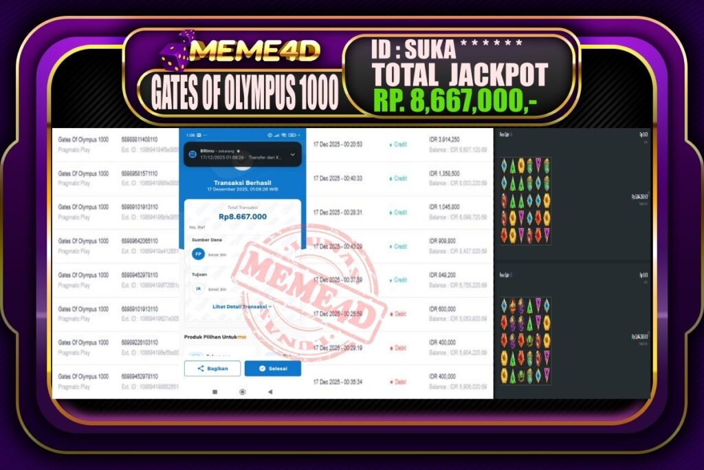 Bukti Jp MEME4D Slot Online 17 Desember 2025