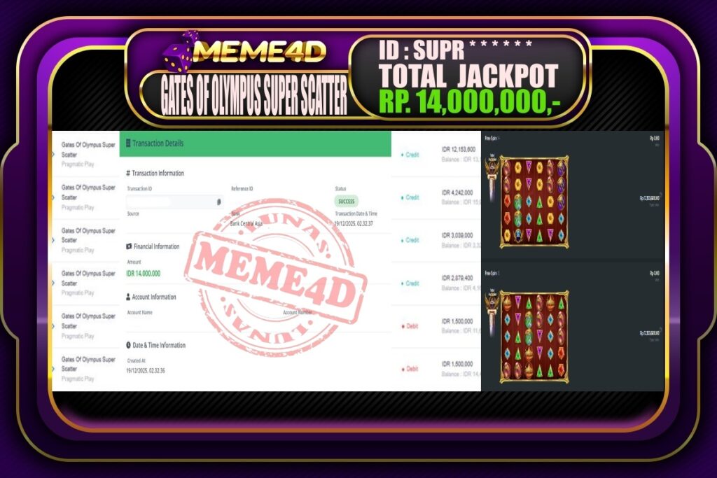 Bukti Jp MEME4D Slot Online 19 Desember 2025