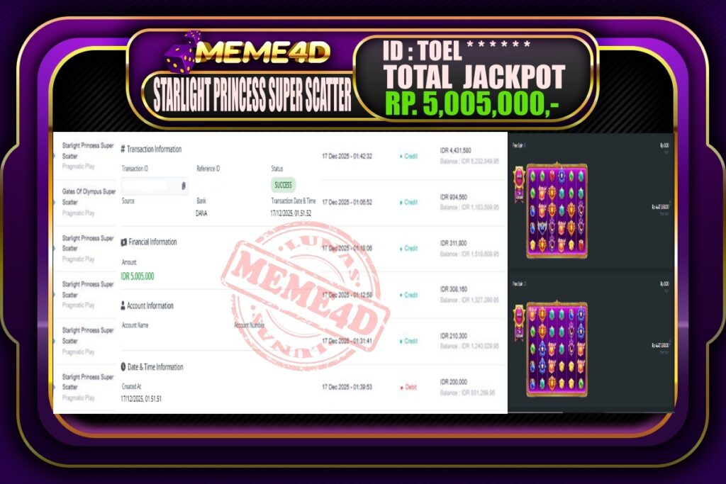 Bukti Jp MEME4D Slot Online 17 Desember 2025