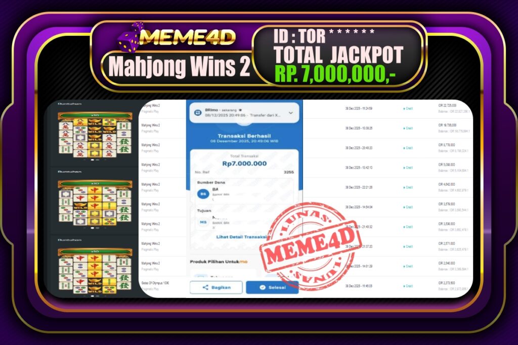Bukti Jp MEME4D Slot Online 09 Desember 2025