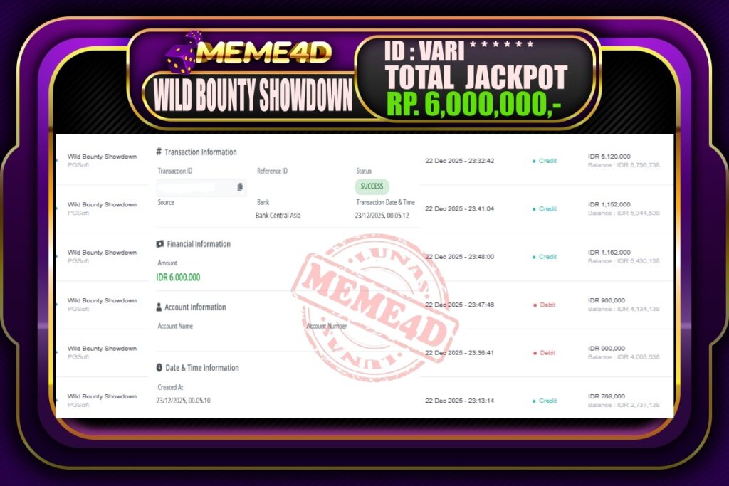 Bukti Jp MEME4D Slot Online 23 Desember 2025