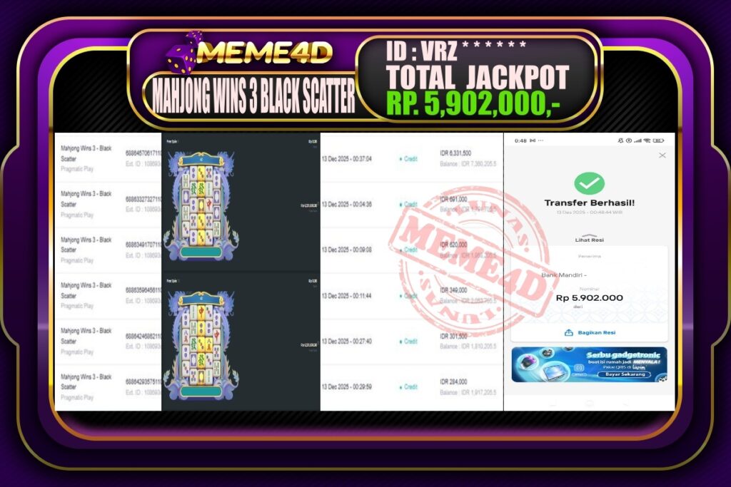 Bukti Jp MEME4D Slot Online 13 Desember 2025