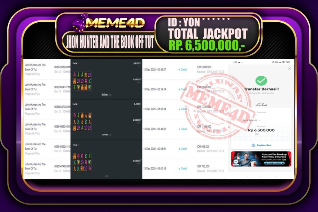 Bukti Jp MEME4D Slot Online 13 Desember 2025