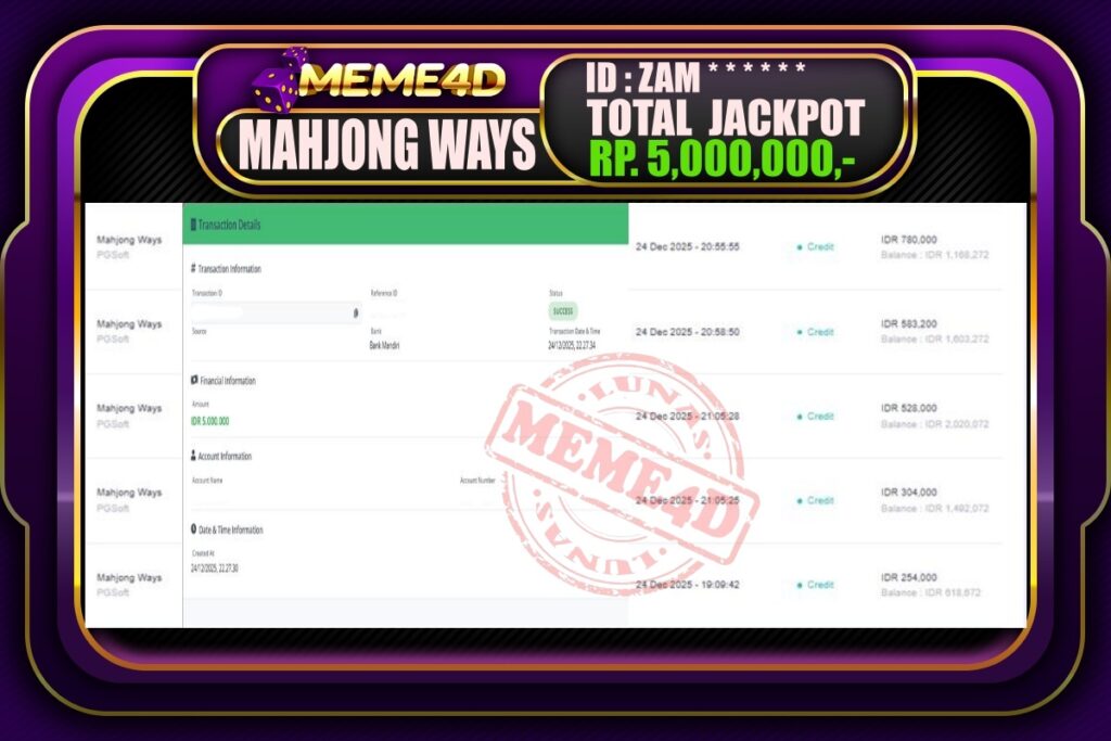 Bukti Jp MEME4D Slot Online 25 Desember 2025