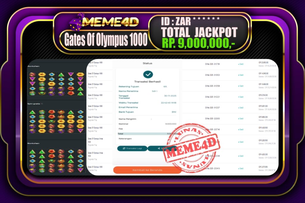 Bukti Jp MEME4D Slot Online 01 Desember 2025