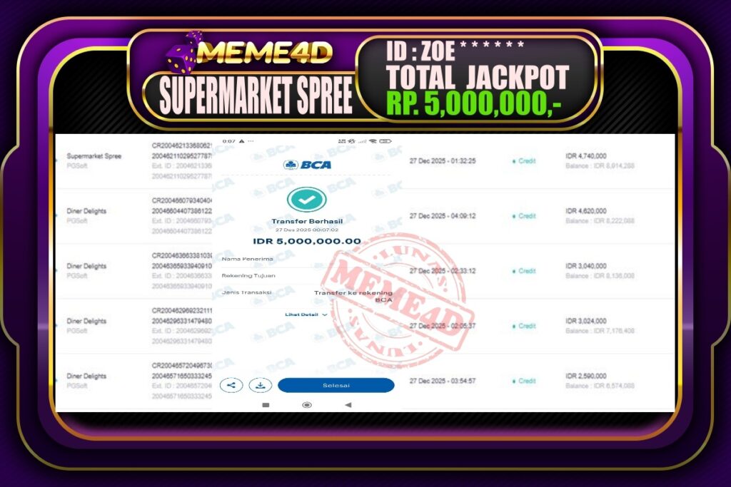Bukti Jp MEME4D Slot Online 27 Desember 2025