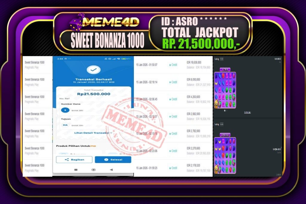 Bukti Jp MEME4D Slot Online 15 Januari 2026