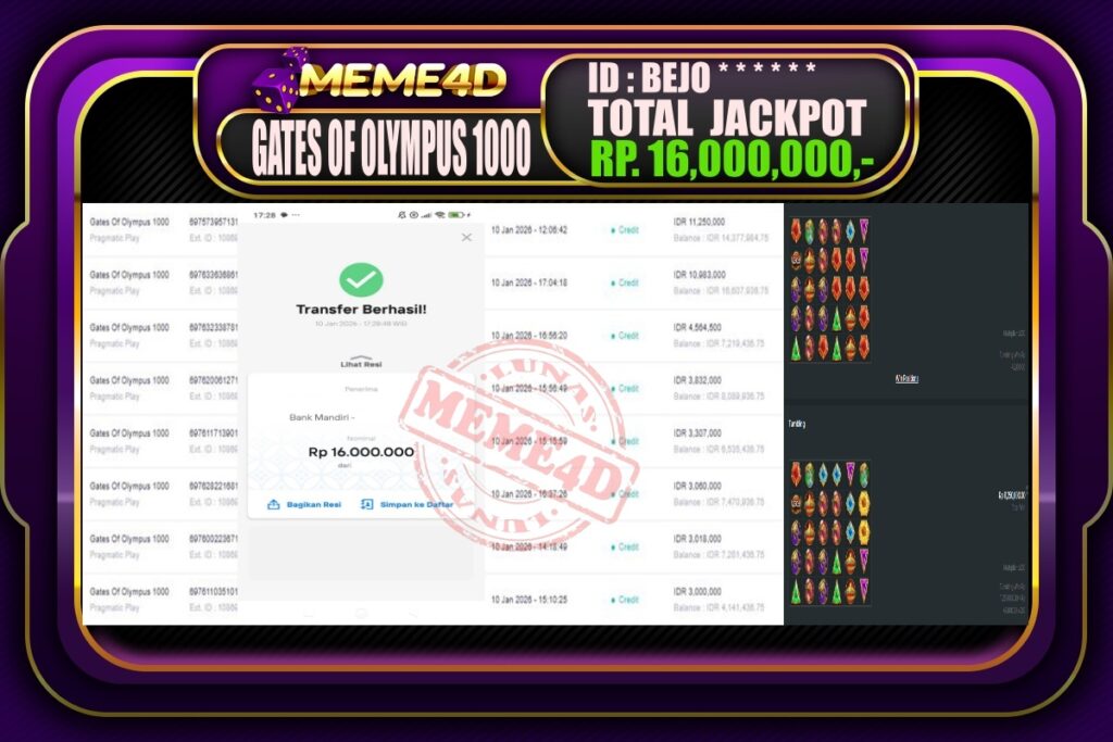 Bukti Jp MEME4D Slot Online 11 Januari 2026