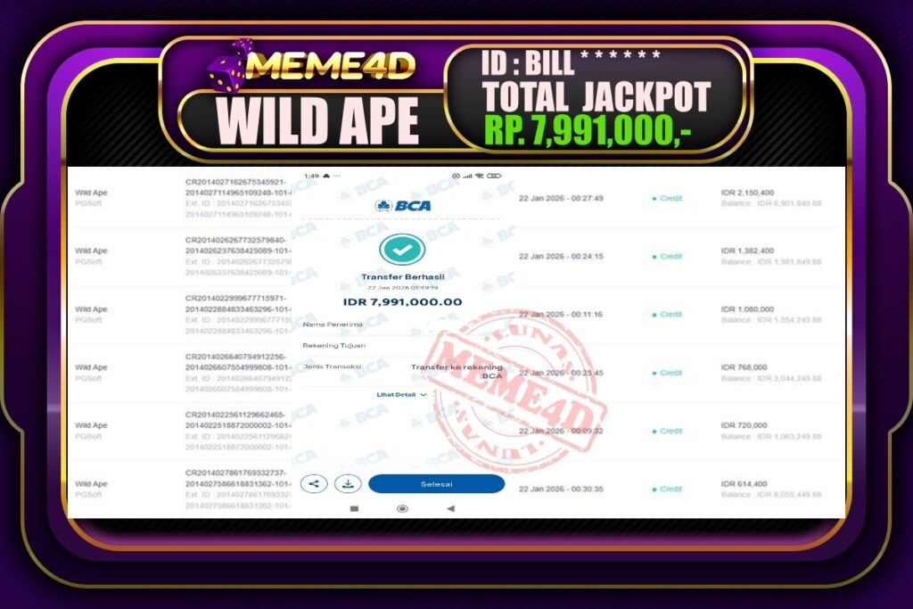 Bukti Jp MEME4D Slot Online 22 Januari 2026