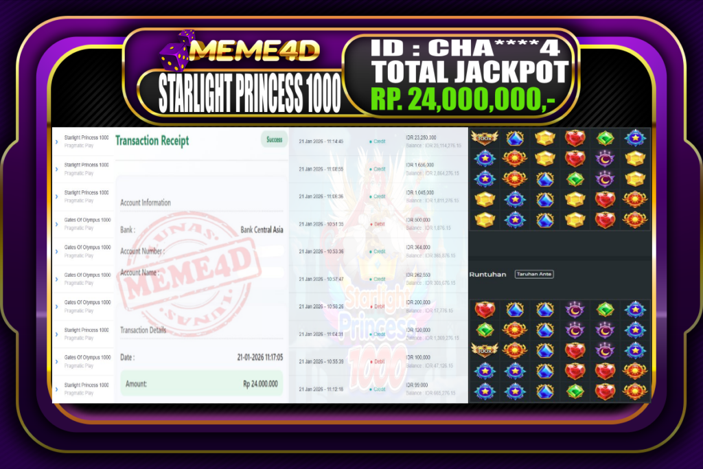 Bukti Jp MEME4D Slot Online 21 Januari 2026