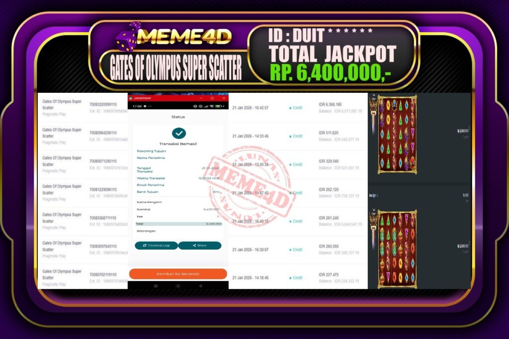 Bukti Jp MEME4D Slot Online 22 Januari 2026