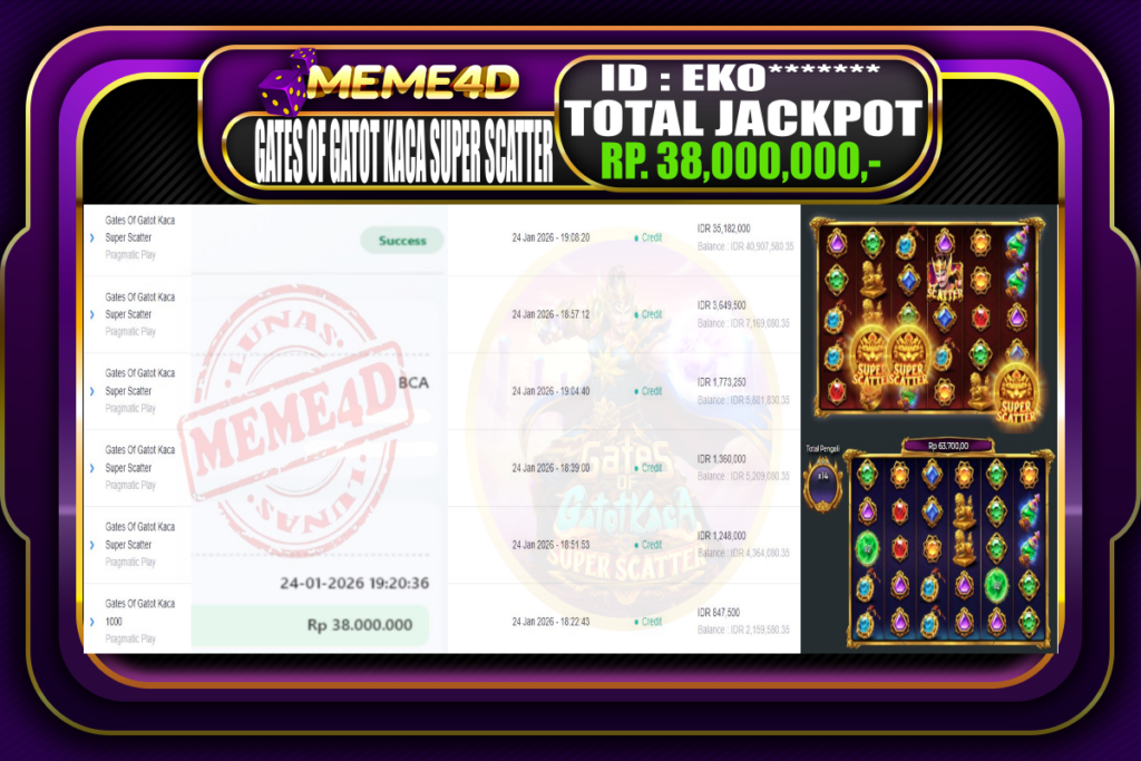 Bukti Jp MEME4D Slot Online 24 Januari 2026