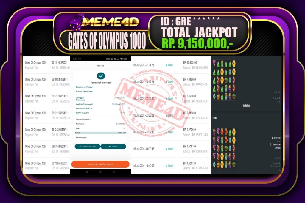 Bukti Jp MEME4D Slot Online 07 Januari 2026