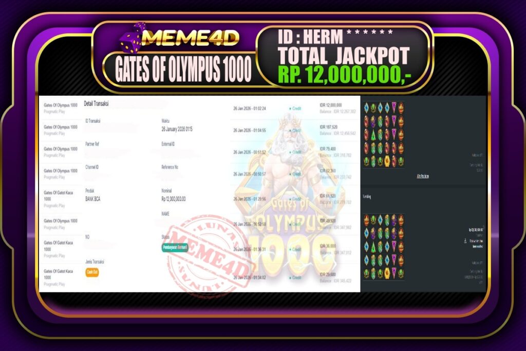 Bukti Jp MEME4D Slot Online 26 Januari 2026