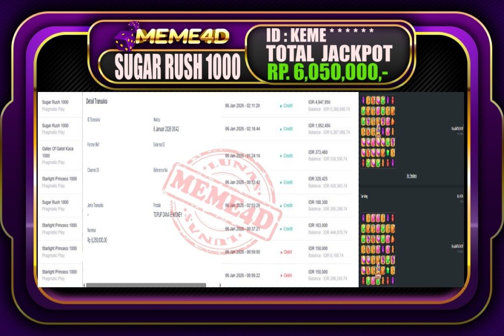 Bukti Jp MEME4D Slot Online 06 Januari 2026