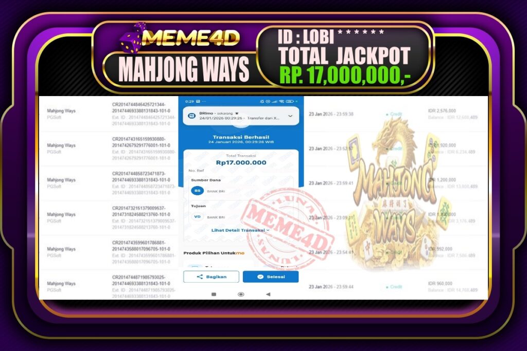 Bukti Jp MEME4D Slot Online 24 Januari 2026