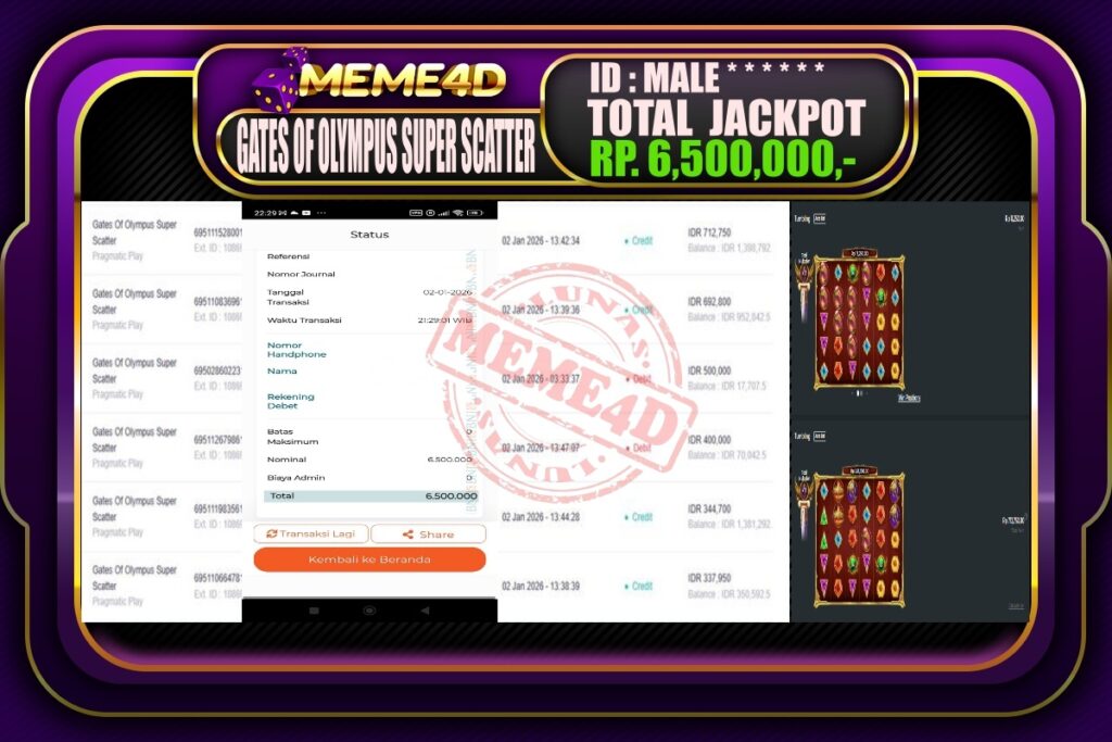 Bukti Jp MEME4D Slot Online 03 Januari 2026