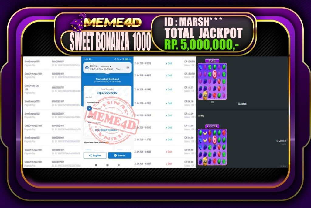 Bukti Jp MEME4D Slot Online 23 Januari 2026