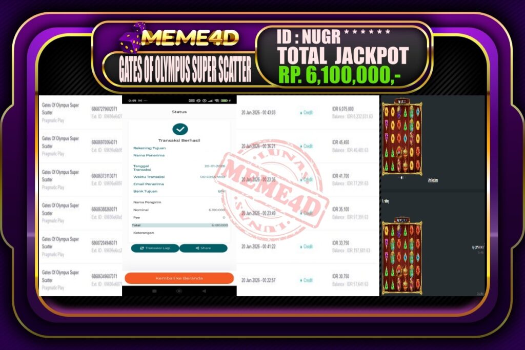 Bukti Jp MEME4D Slot Online 20 Januari 2026