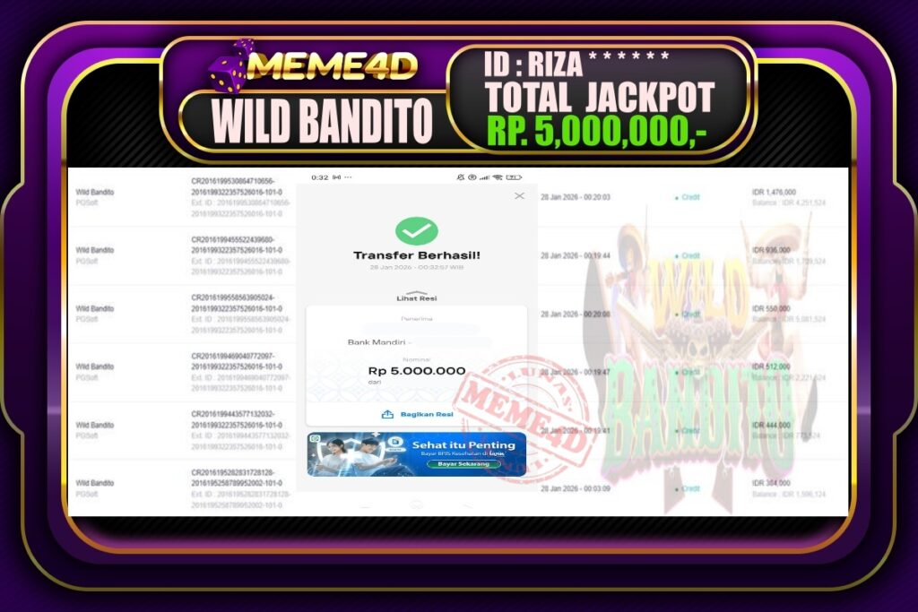 Bukti Jp MEME4D Slot Online 28 Januari 2026