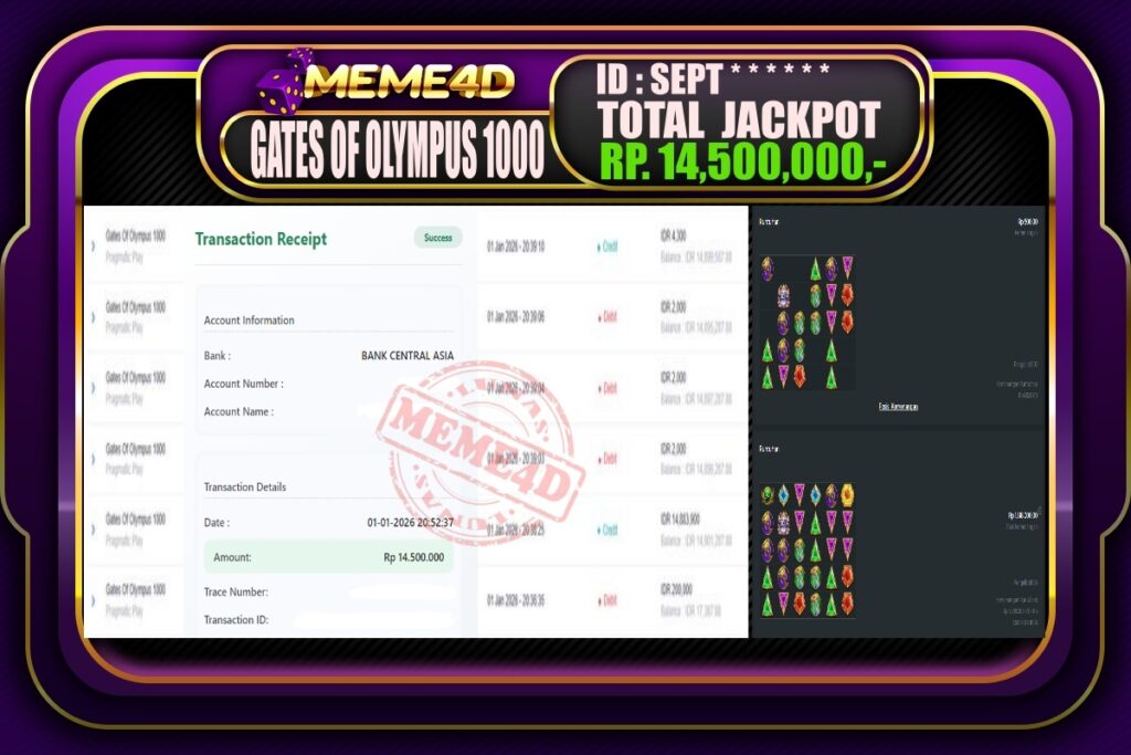 Bukti Jp MEME4D Slot Online 02 Januari 2026