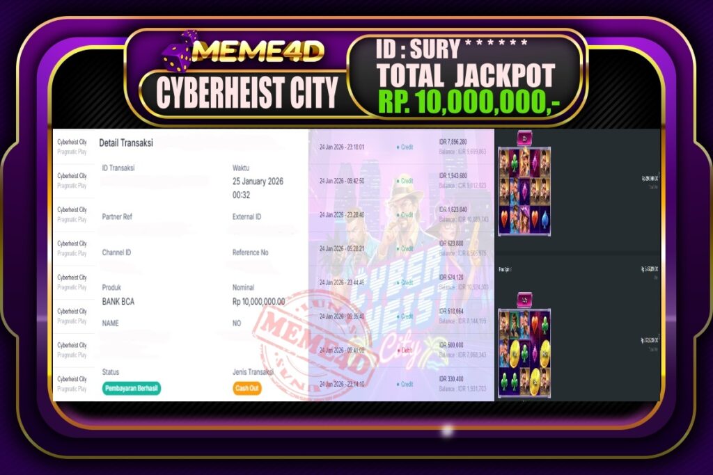 Bukti Jp MEME4D Slot Online 25 Januari 2026