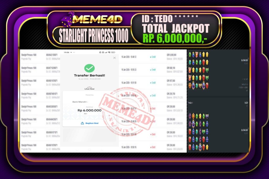 Bukti Jp MEME4D Slot Online 17 Januari 2026