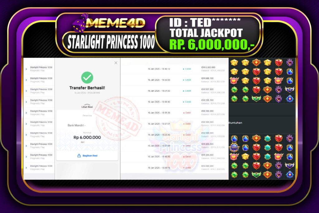 Bukti Jp MEME4D Slot Online 16 Januari 2026