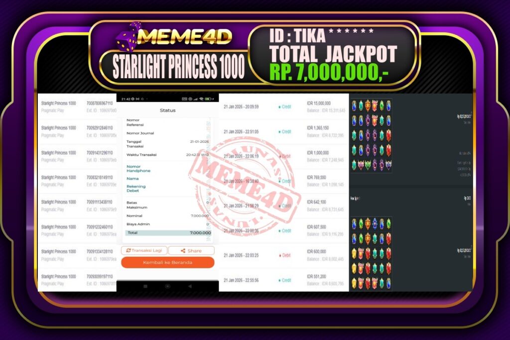 Bukti Jp MEME4D Slot Online 22 Januari 2026