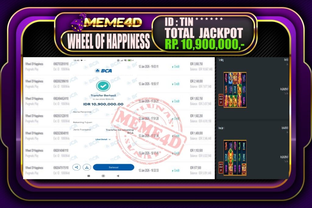 Bukti Jp MEME4D Slot Online 13 Januari 2026