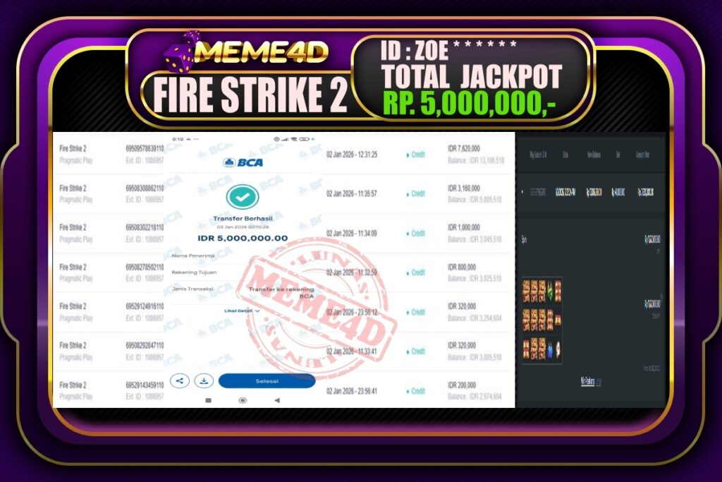 Bukti Jp MEME4D Slot Online 03 Januari 2026