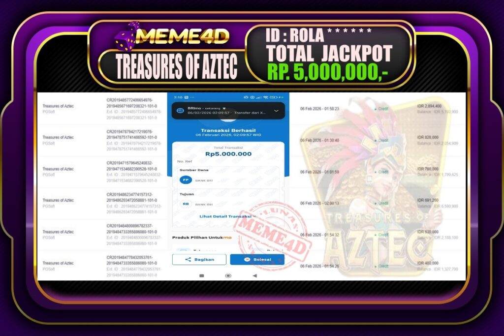 Bukti Jp MEME4D Slot Online 06 February 2026