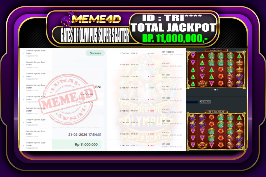 Bukti Jp MEME4D Slot Online 21 February 2026