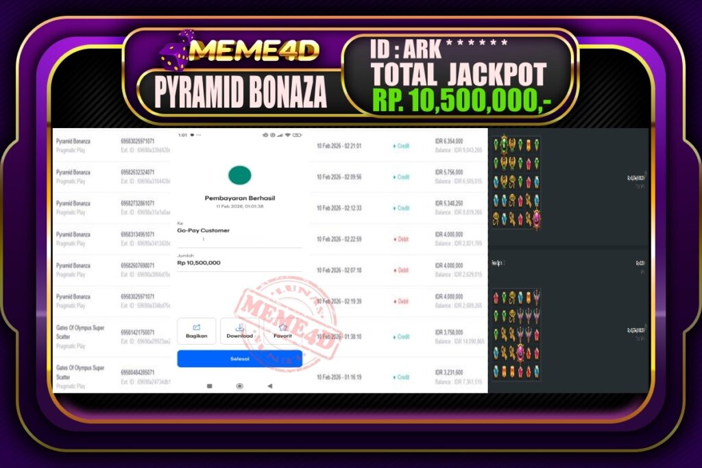 Bukti Jp MEME4D Slot Online 11 February 2026