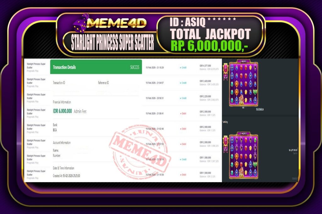 Bukti Jp MEME4D Slot Online 16 February 2026