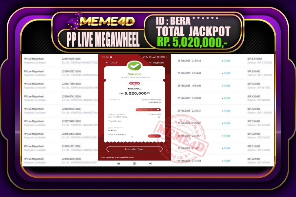 Bukti Jp MEME4D Casino Online 26 February 2026