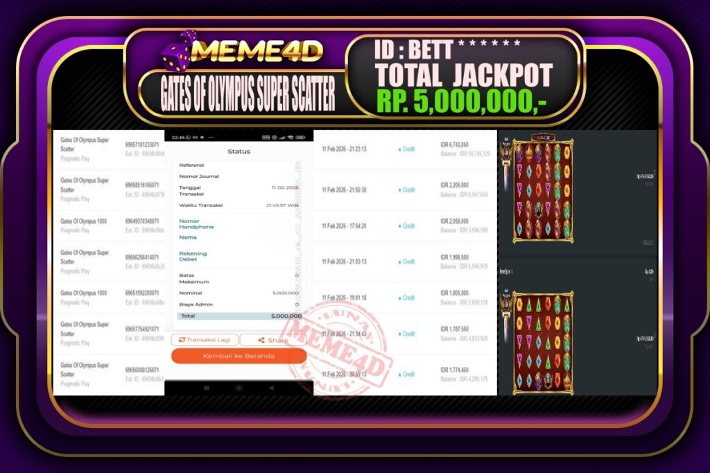 Bukti Jp MEME4D Slot Online 12 February 2026