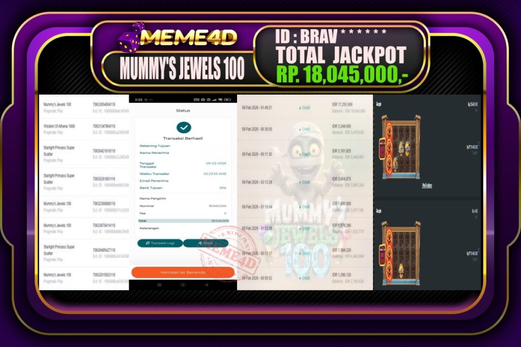 Bukti Jp MEME4D Slot Online 09 February 2026