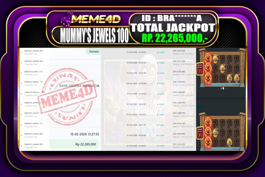 Bukti Jp MEME4D Slot Online 15 February 2026