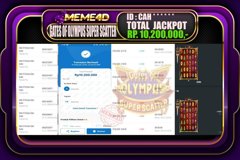 Bukti Jp MEME4D Slot Online 10 February 2026