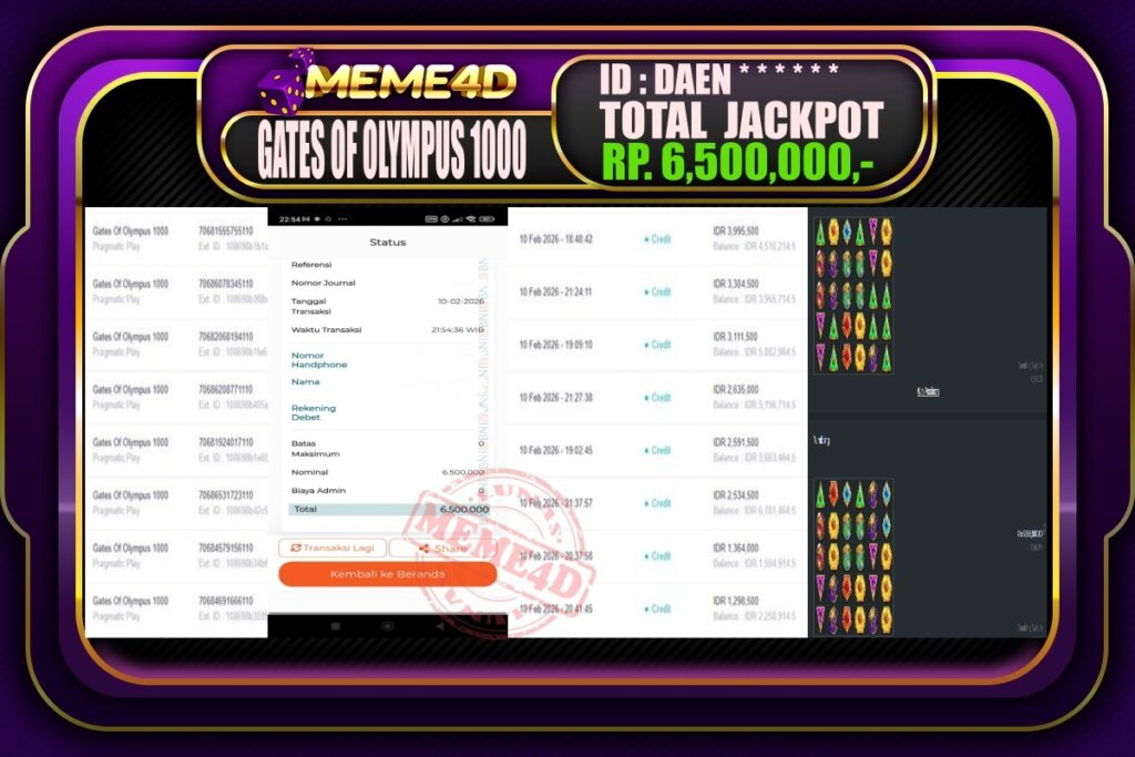 Bukti Jp MEME4D Slot Online 11 February 2026