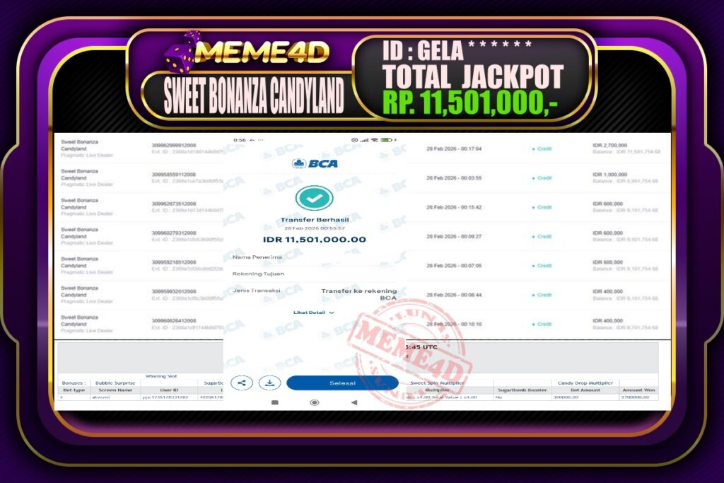 Bukti Jp MEME4D Casino Online 28 February 2026