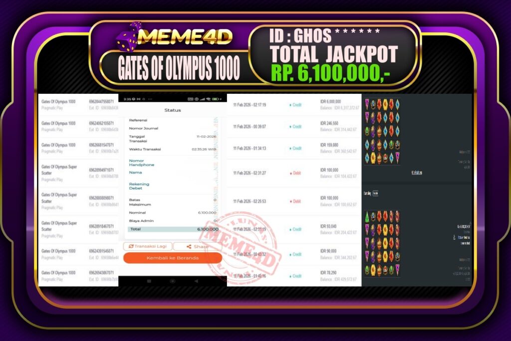 Bukti Jp MEME4D Slot Online 11 February 2026