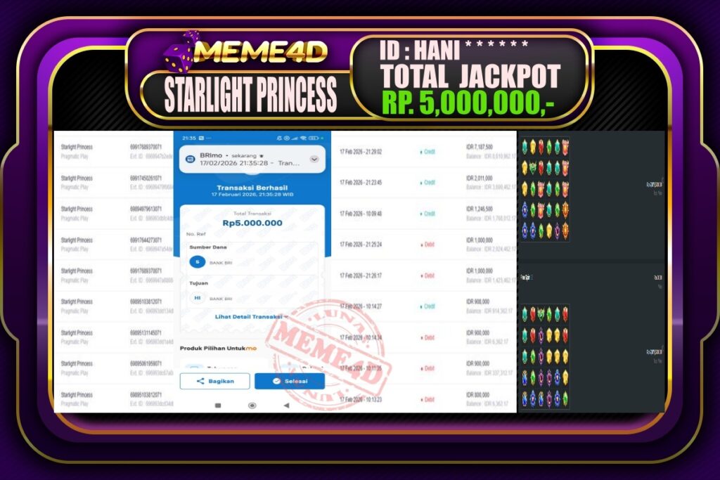 Bukti Jp MEME4D Slot Online 18 February 2026